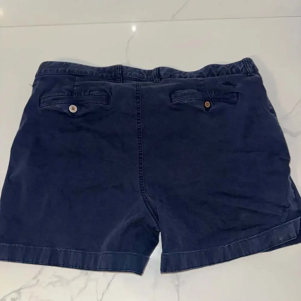 Tommy Bahama Navy Blue Cuffed Chino Shorts Size 40